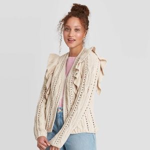 Universal Thread ruffle cardigan beige